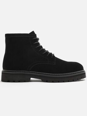 Zara Men's Leather Black Lace-Up Boots 🥾 Size 7